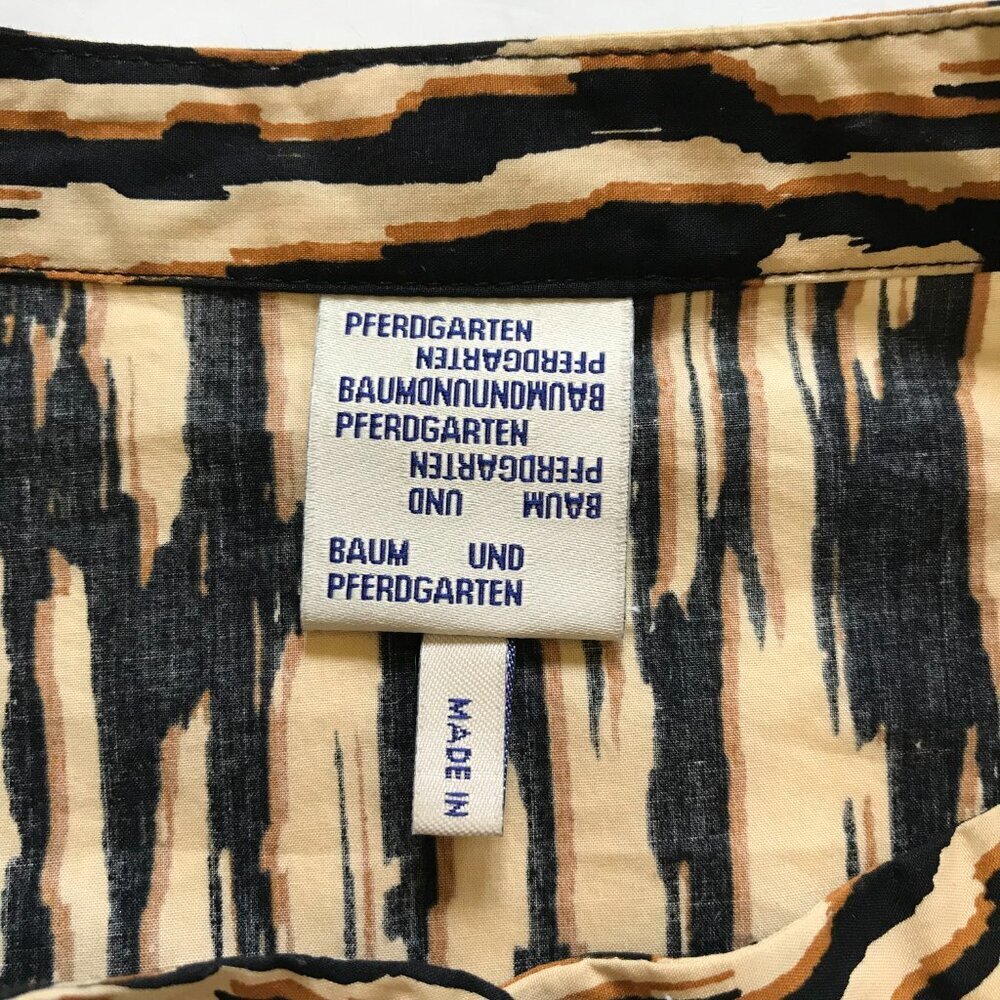 Baum und Pferdgarten Shirt Dress Womens 38 Small Black Tan Tiger Print Midi Boho - Picture 7 of 12